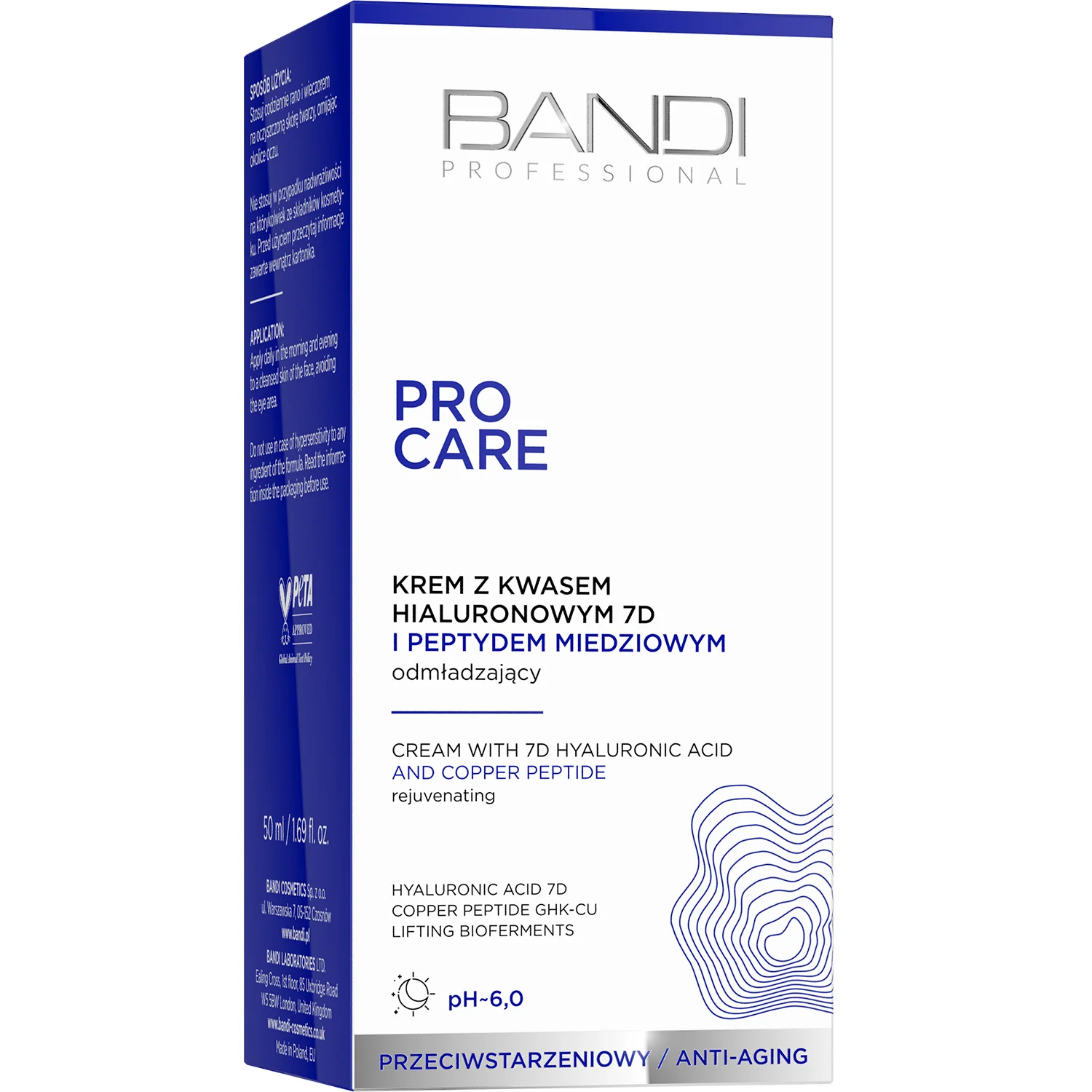 Bandi Pro Care krem z kwasem hialuronowym 7D i peptydem miedziowym, 50 ml