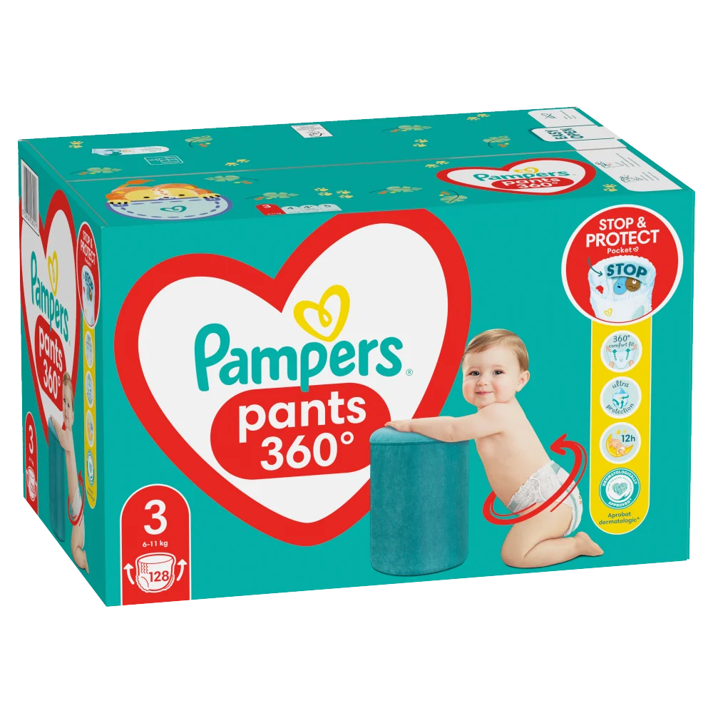 Pampers Pants pieluchomajtki, rozmiar 3, 6-11 kg, 128 szt.