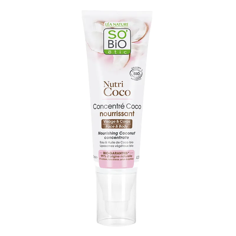 SO’BiO étic Nutri Coco odżywczy koncentrat kokosowy do skóry suchej, 125 ml
