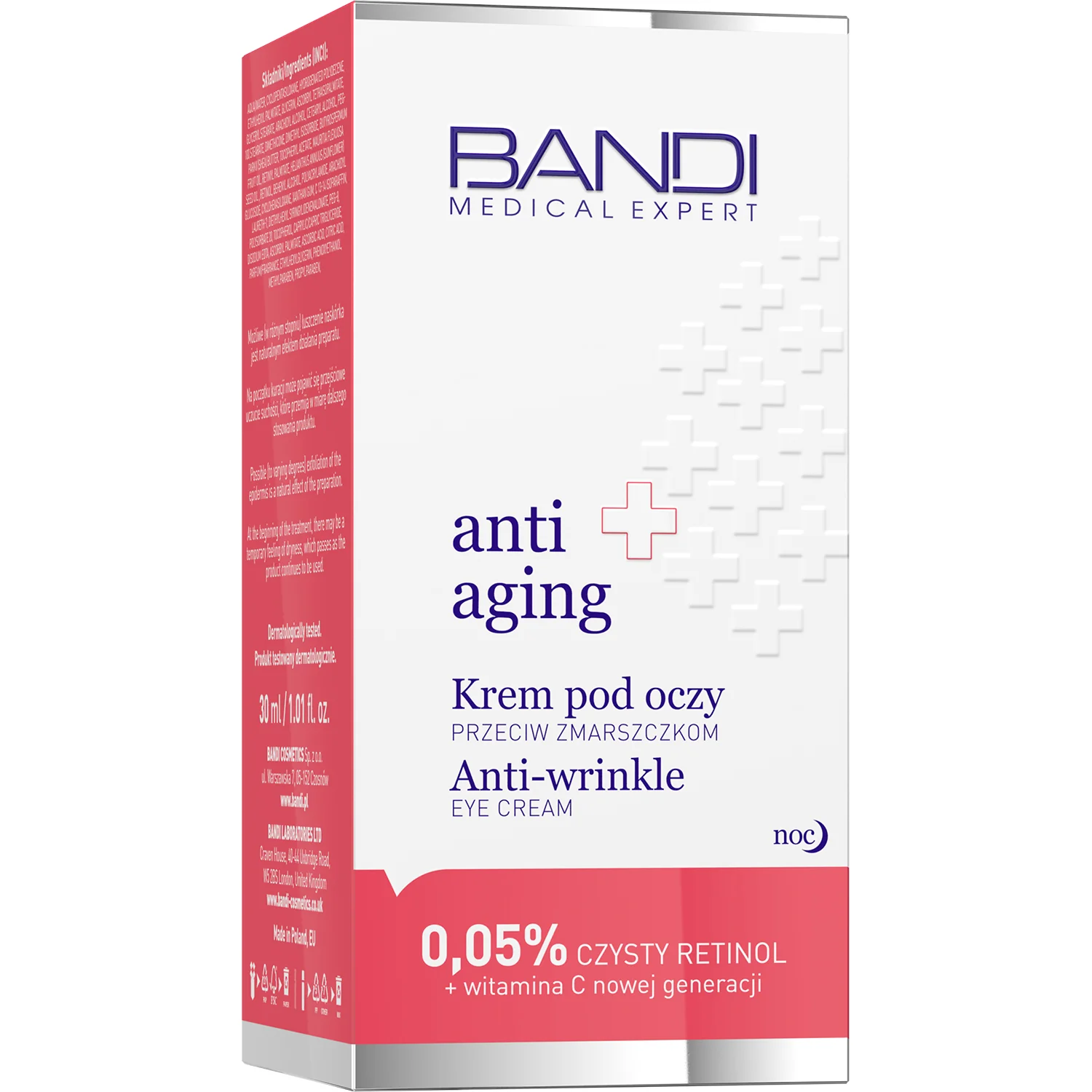 BANDI Medical Expert Anti-Aging krem pod oczy przeciw zmarszczkom z czystym retinolem i witaminą C, 30 ml