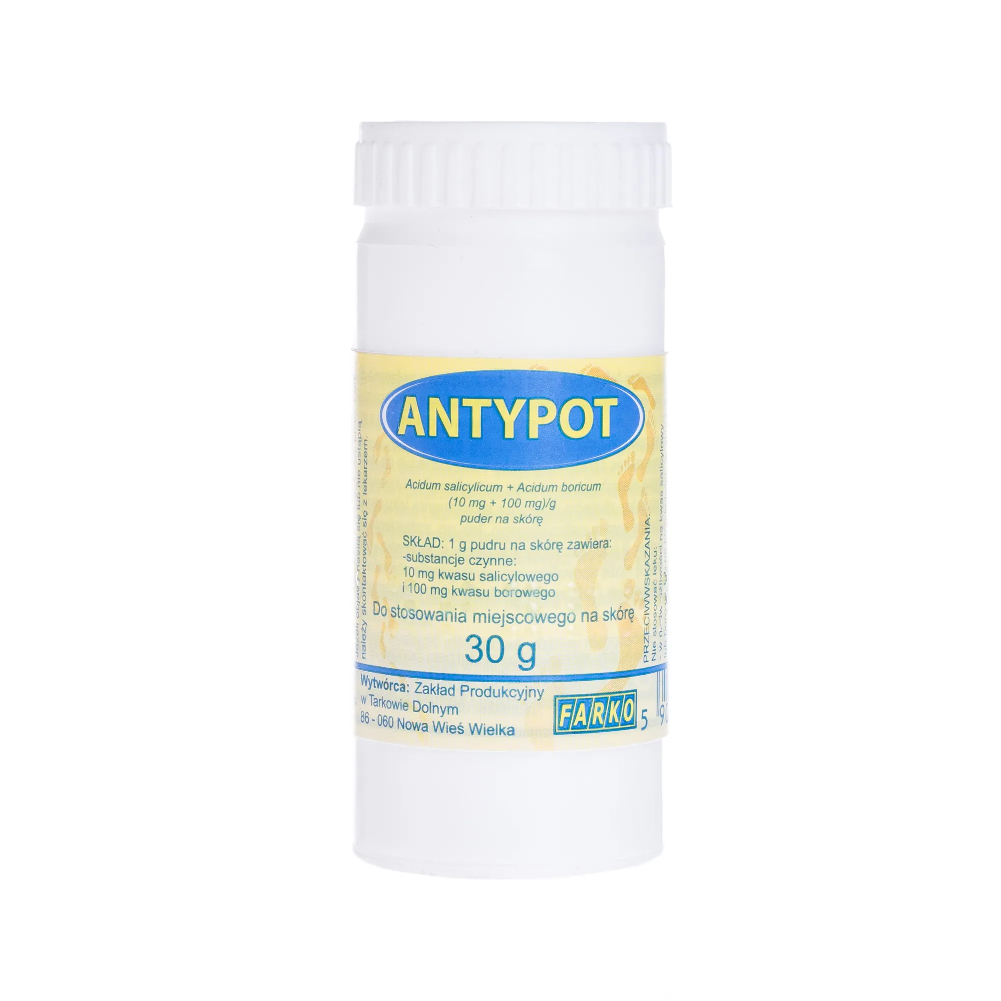 Antypot, (10 mg + 100 mg)/g, puder na skórę, 30 g