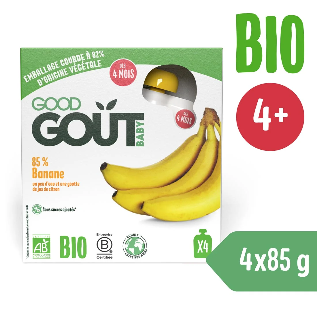 Good Gout BIO banan, 4 x 85 g