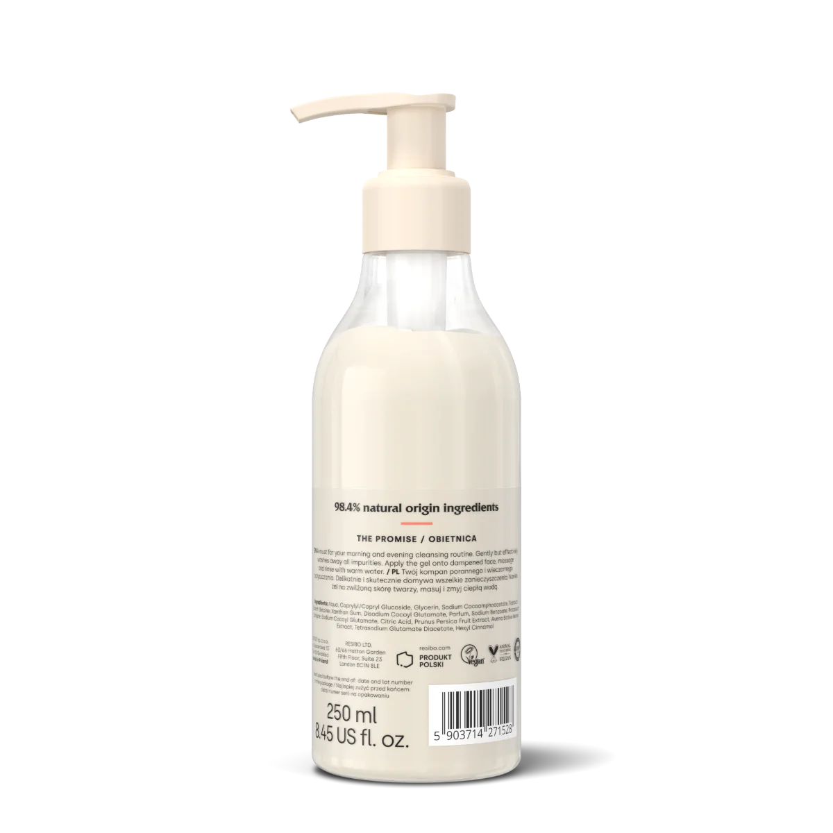 Resibo Rich Peach naturalny żel myjący do twarzy, 250 ml