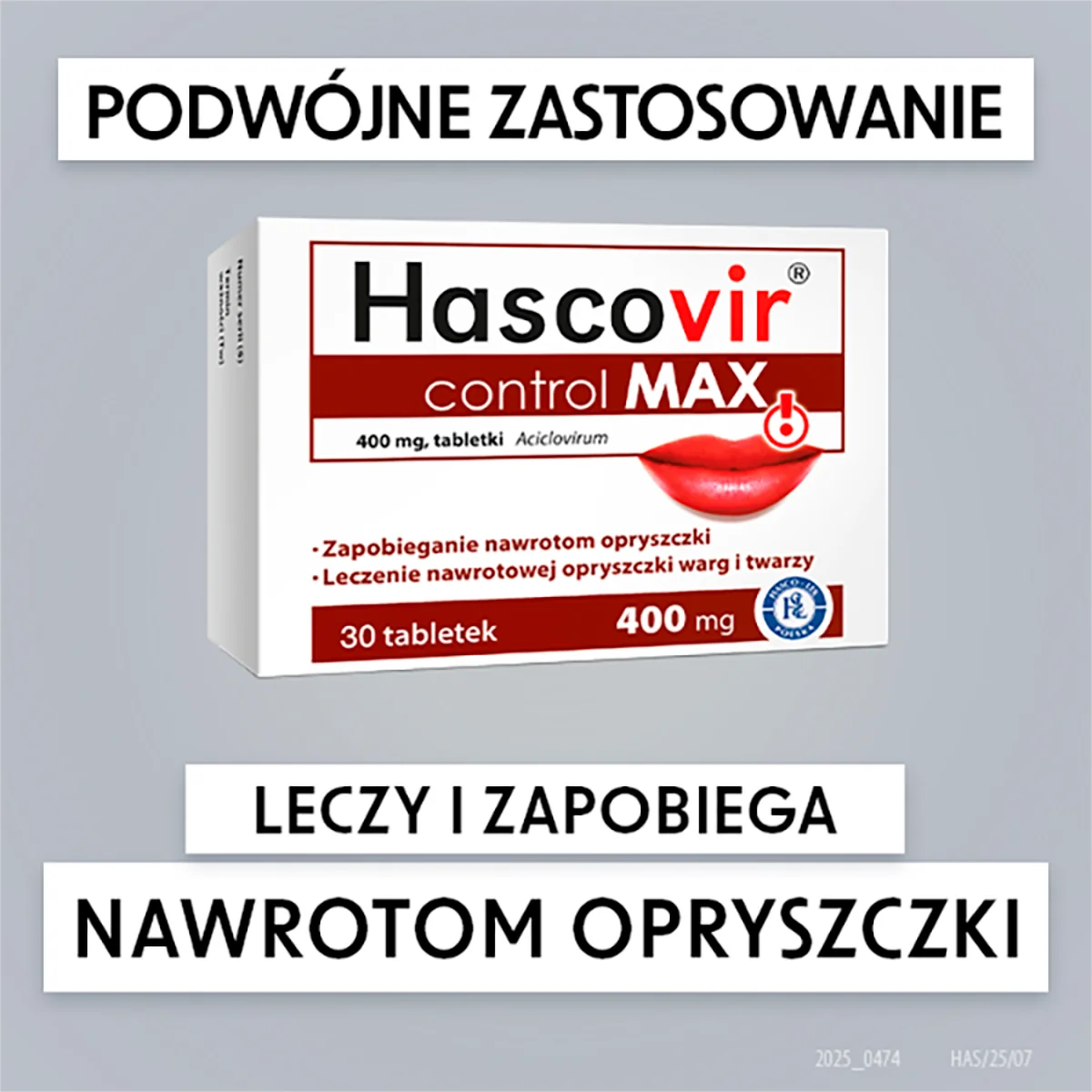 Hascovir Control Max 400 mg, 30 tabletek