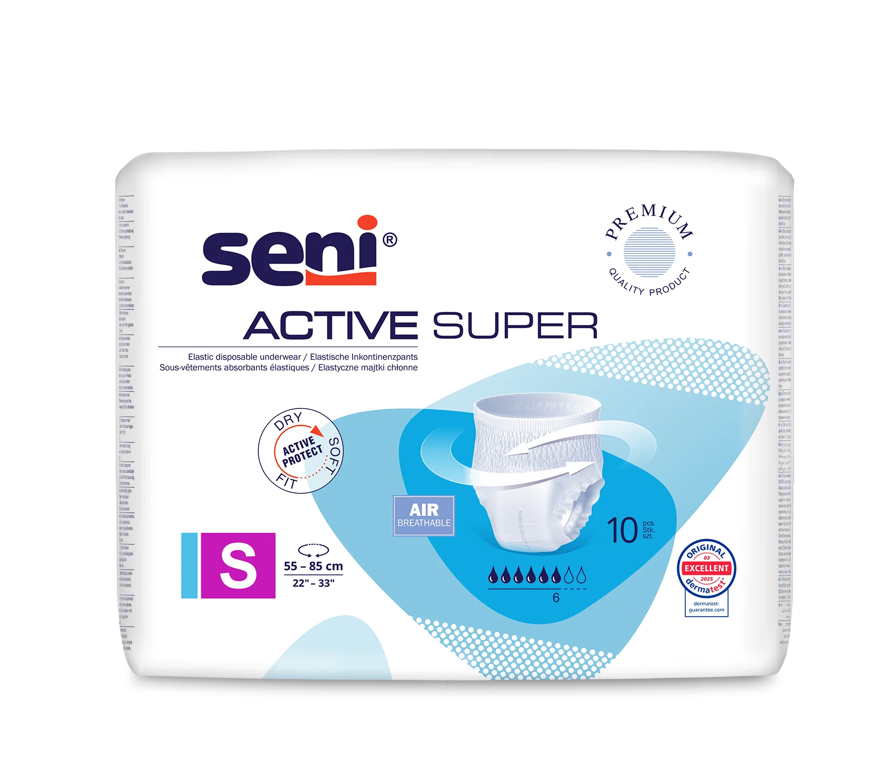 Seni Active Super elastyczne majtki chłonne, rozmiar S, 55-85 cm, 10 szt.