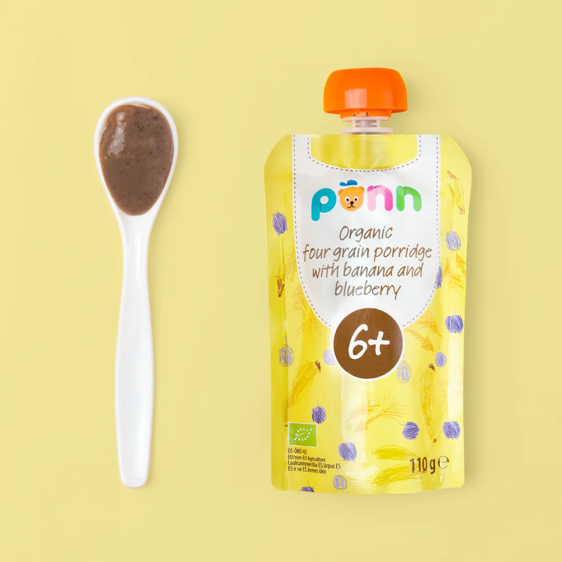 Salvest Põnn banan z jagodami i płatkami zbóż, mus, 110 g