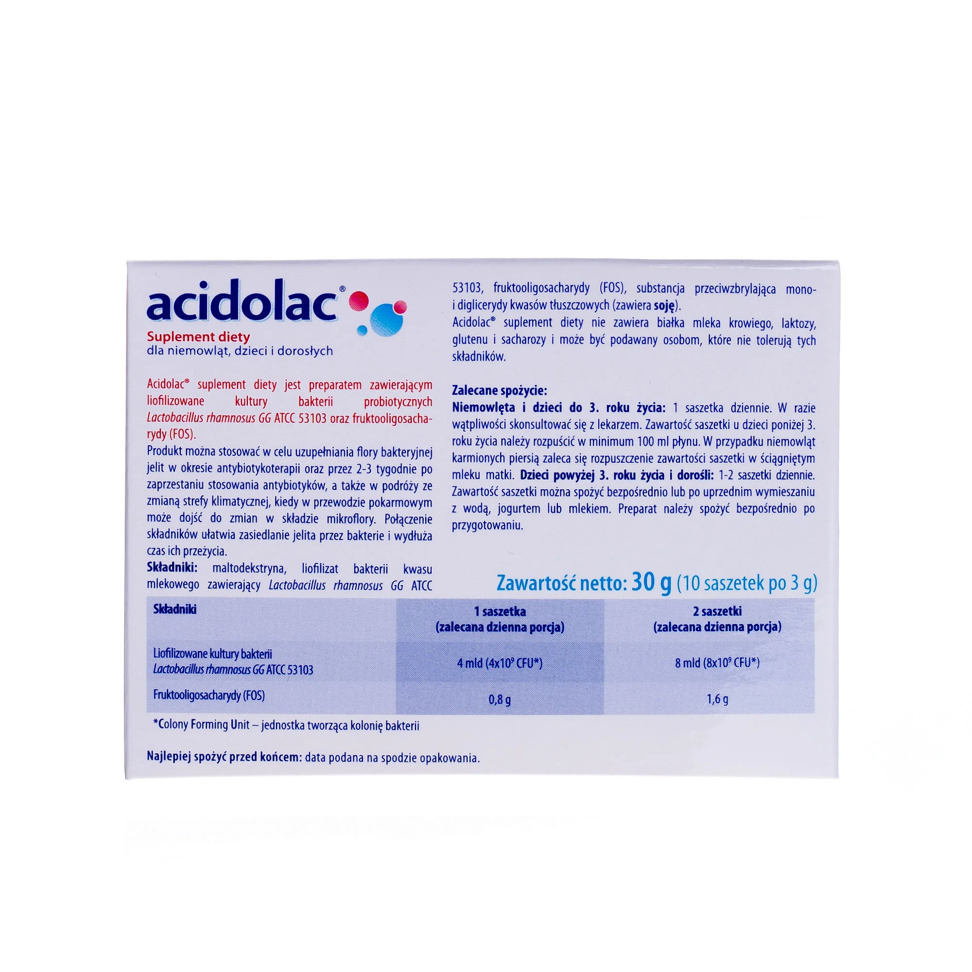 Acidolac suplement diety, 10 saszetek