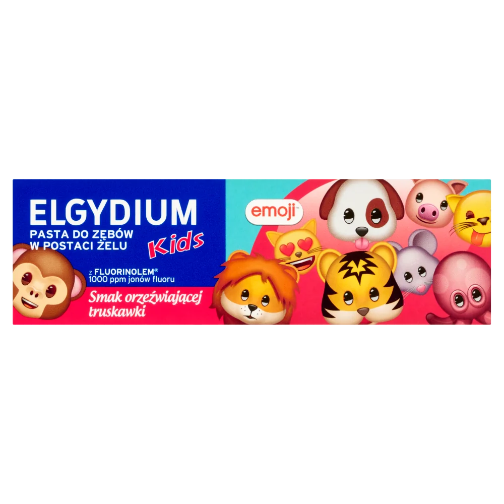 Elgydium Kids Emoji pasta do zębów dla dzieci o smaku orzeźwiająca truskawka, 50 ml