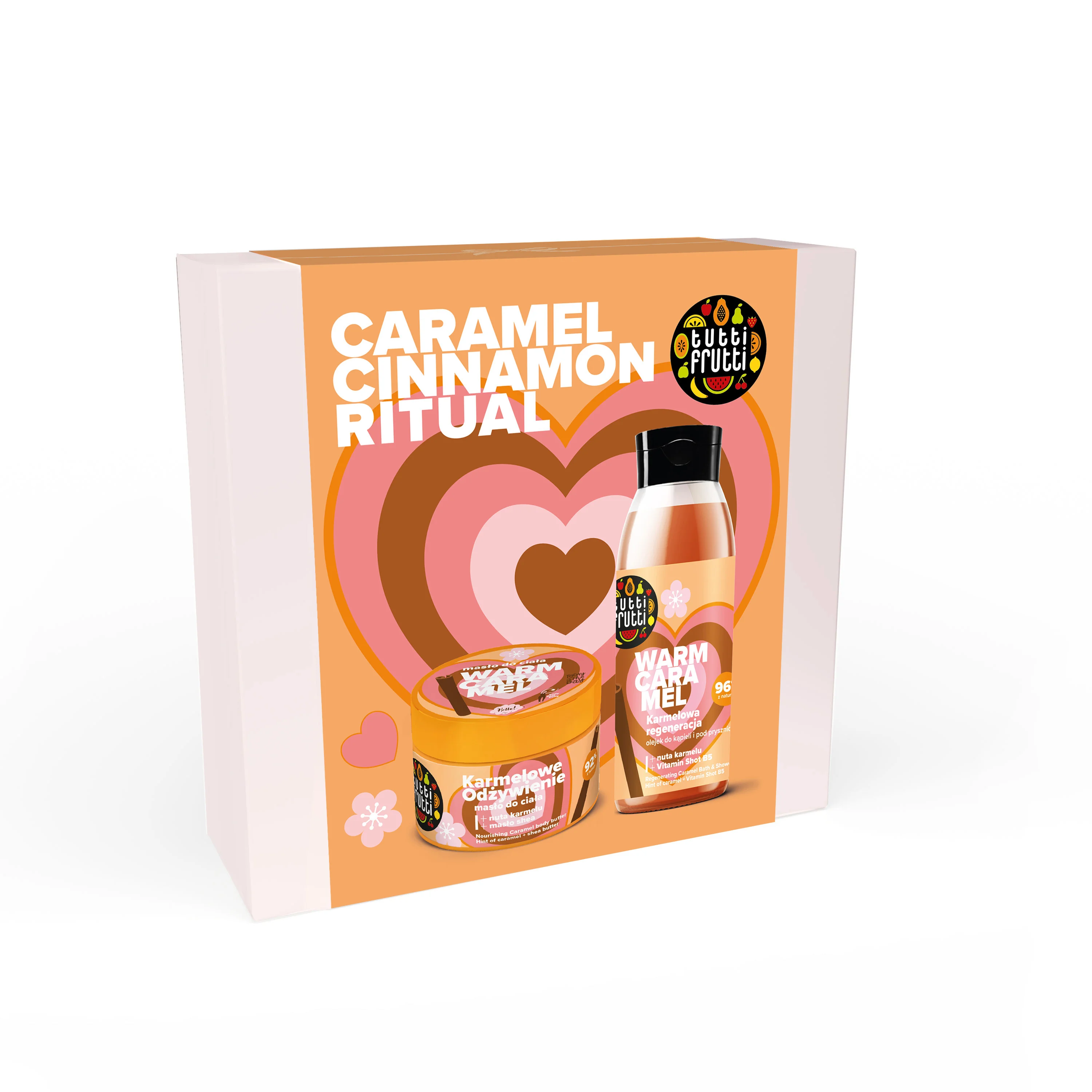 Tutti Frutti Zestaw Caramel Cinnamon Ritual żel pod prysznic, 400 ml + masło do ciała, 200 ml