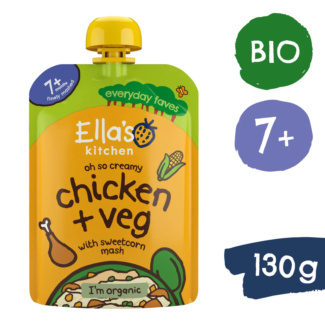 Ella's Kitchen BIO kurczak z kaszką kukurydzianą, 130 g