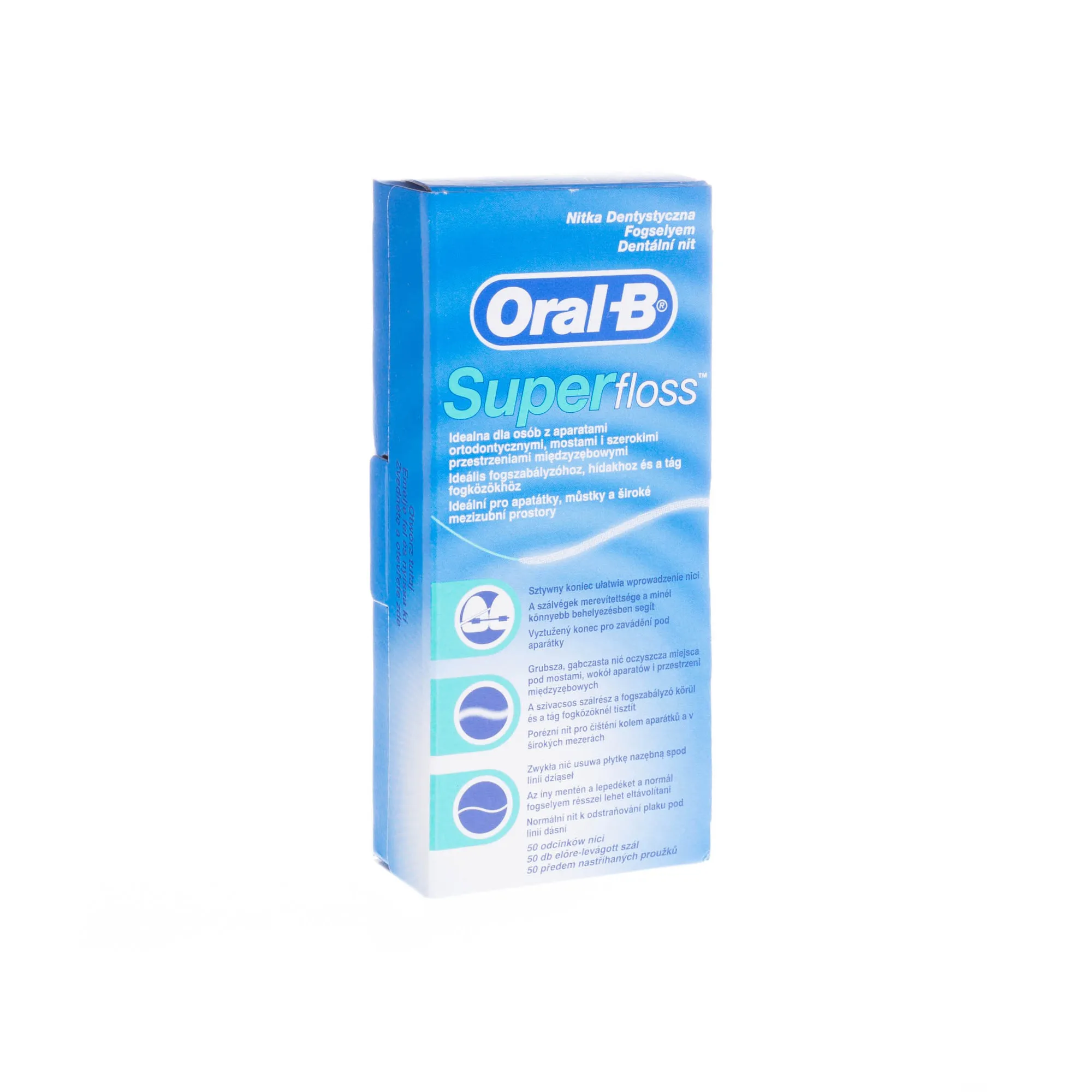 Oral-B Super Floss nić do czyszczenia aparatów ortodontycznych i mostów 50 m, 1 szt. 