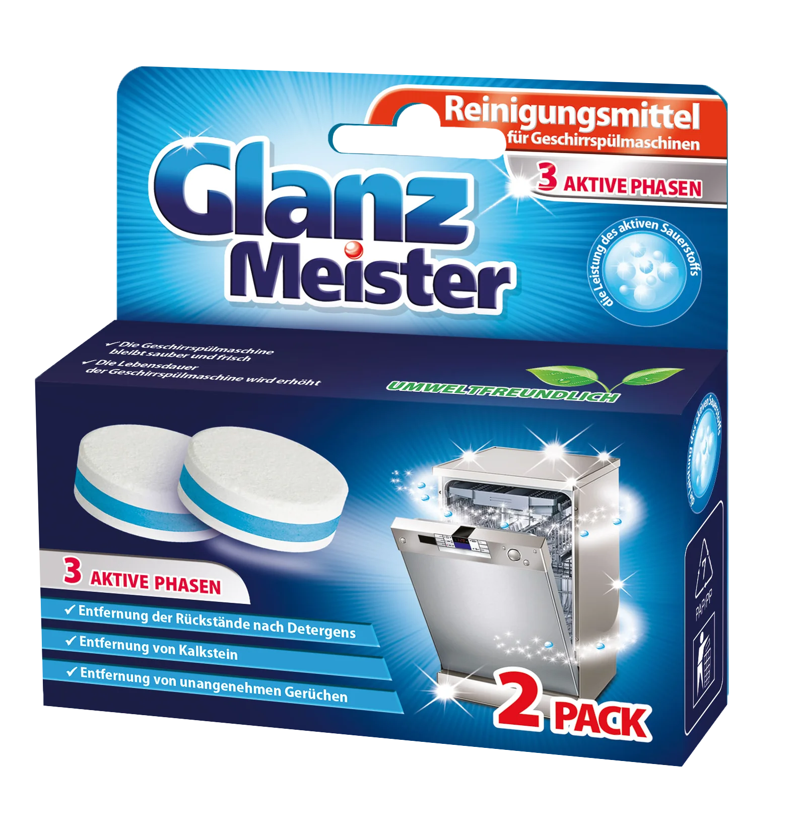 Glanz Meister czyścik do zmywarki w tabletkach, 2 sztuki