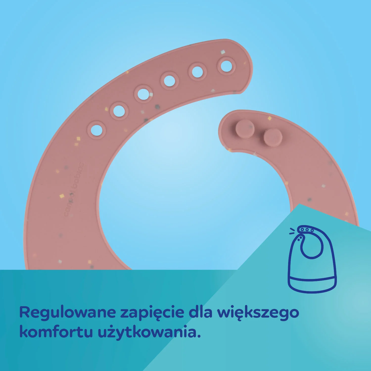 Canpol Babies Śliniak silikonowy z kieszonką DOTS różowy, 1 sztuka