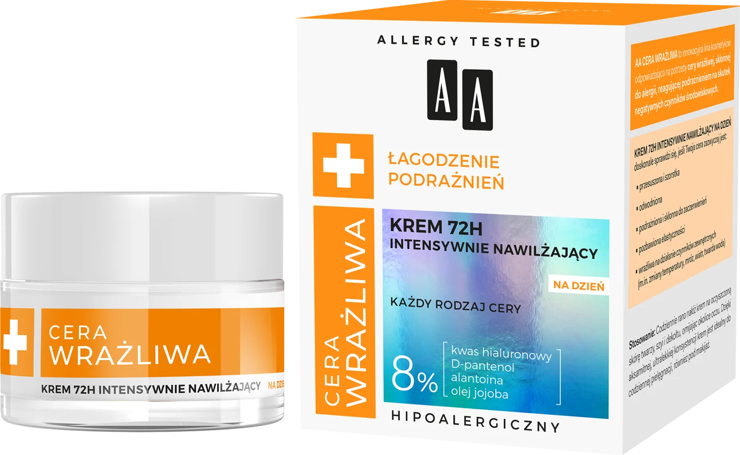 AA CERA WRAŻLIWA Krem intensywnie nawilżający na dzień, 15 ml