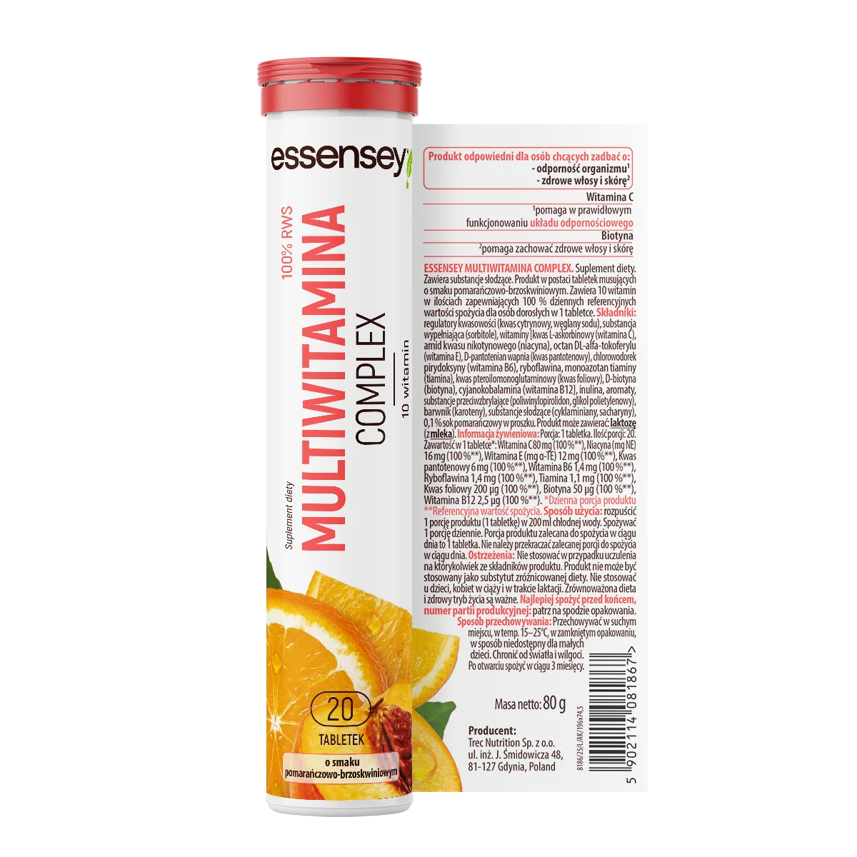 Essensey Witamina C 1000 mg o smaku pomarańczowym, 20 tabletek musujących