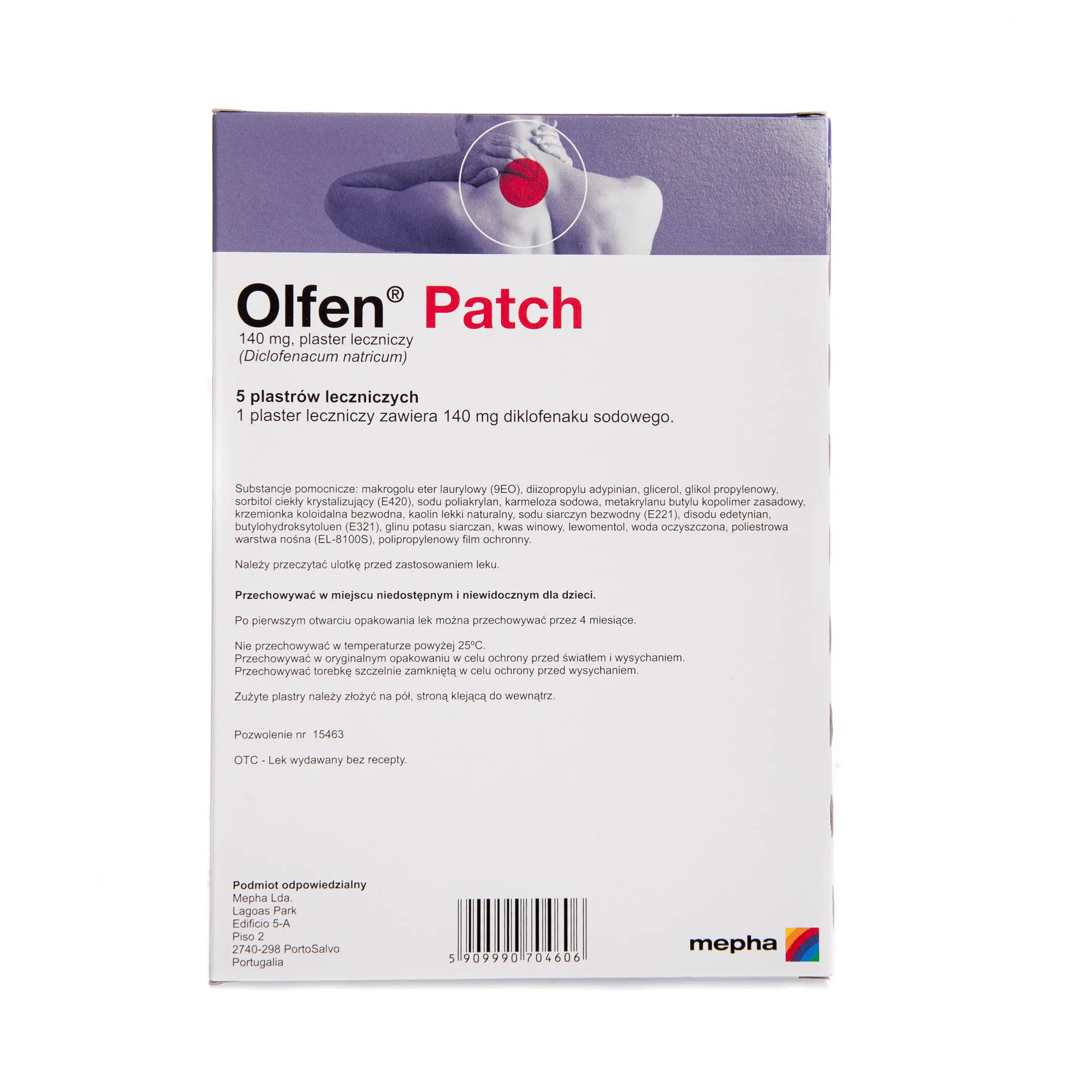 Olfen Patch 140 mg, plaster leczniczy, 5 plastrów 
