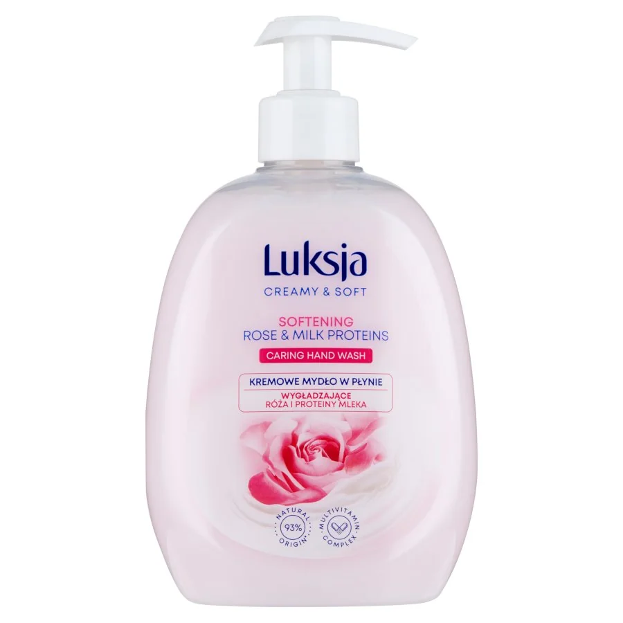 Luksja Creamy & Soft kremowe mydło w płynie Wygładzające róża i proteiny mleka, 500 ml