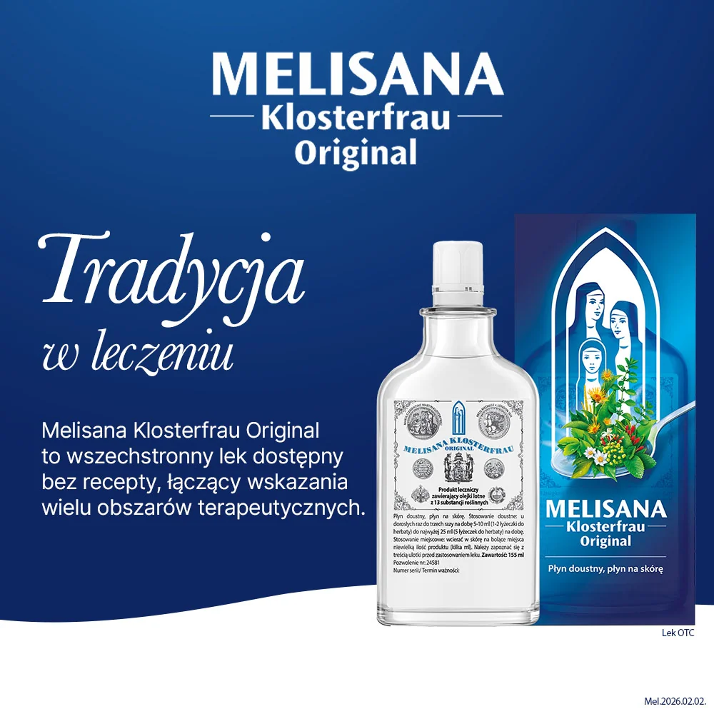 Melisana Klosterfrau Original płyn doustny, płyn na skórę, 155 ml