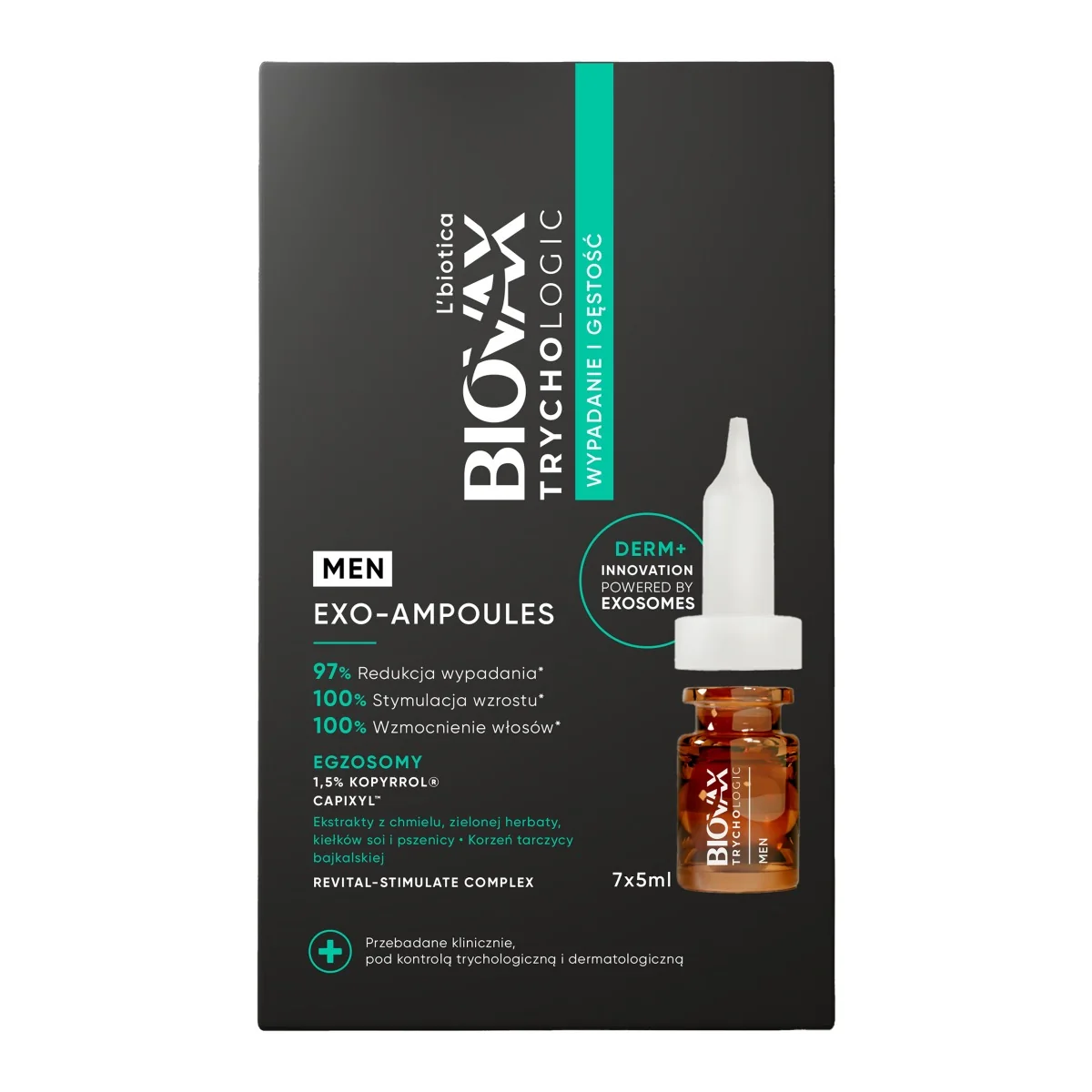 Biovax Trychologic Wypadanie i gęstość exo-ampoules kuracja dla mężczyzn, 7 x 5 ml