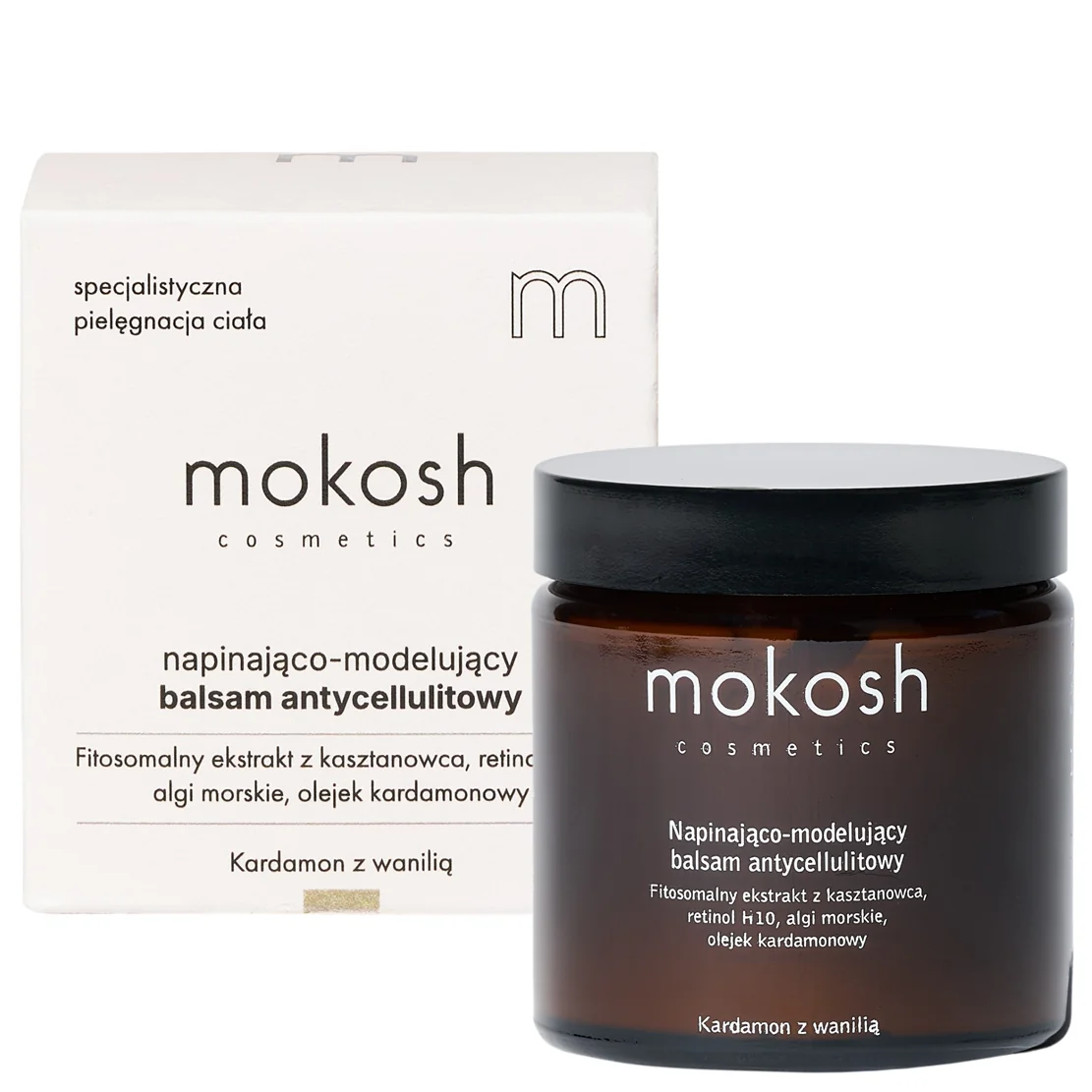 Mokosh napinająco-modelujący balsam antycellulitowy Kardamon z wanilią, 120 ml