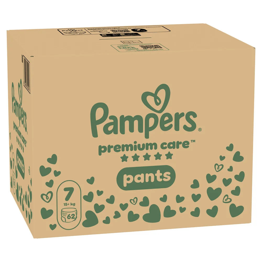 Pampers Premium Care Pants 7 pieluchomajtki, rozmiar 7, 15+ kg, 62 sztuki