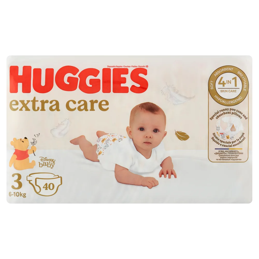 Huggies Extra Care Jumbo pieluchy rozmiar 3 6-10 kg, 40 szt.