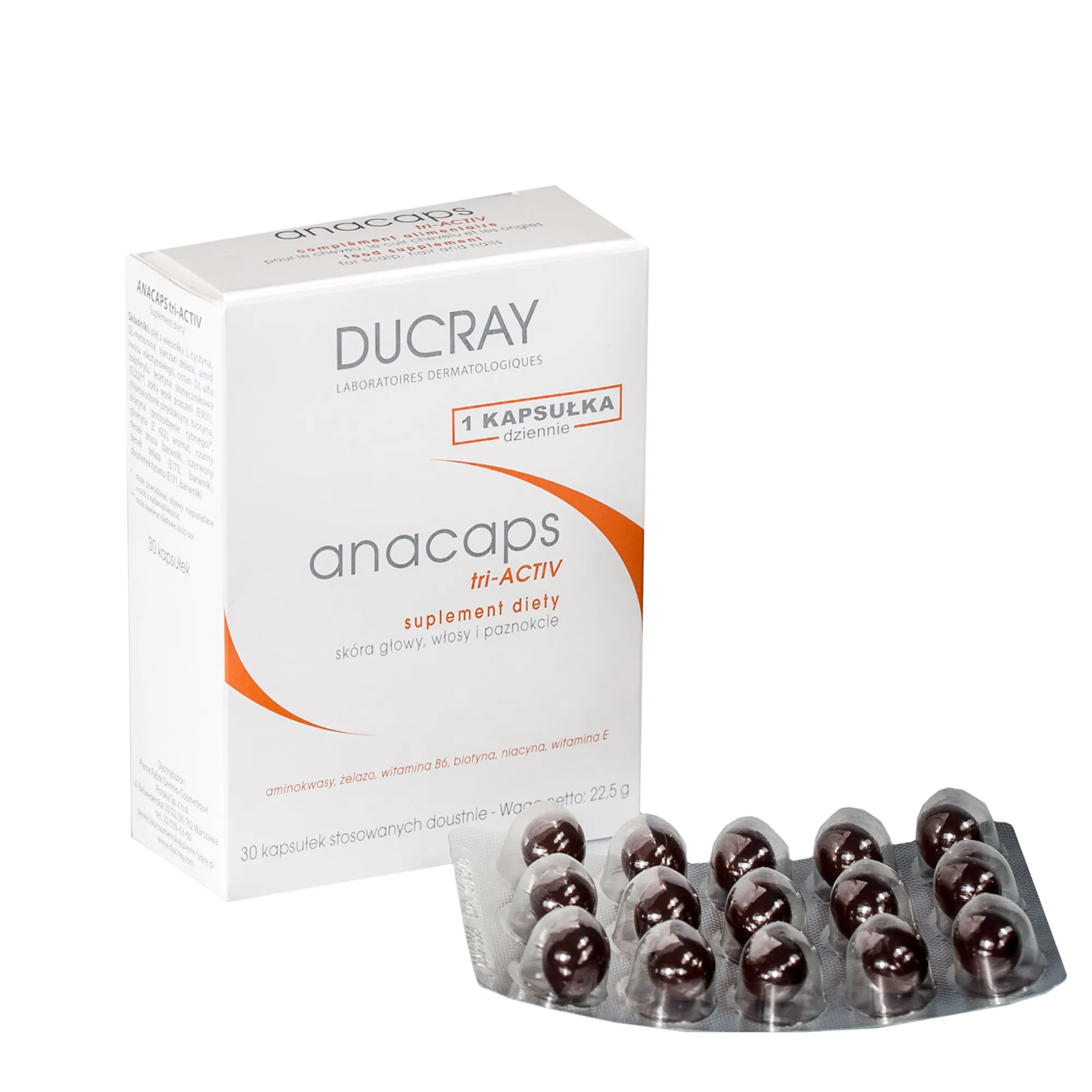 Ducray Anacaps Tri-Activ, suplement diety,  90 kaps (trójpak) 