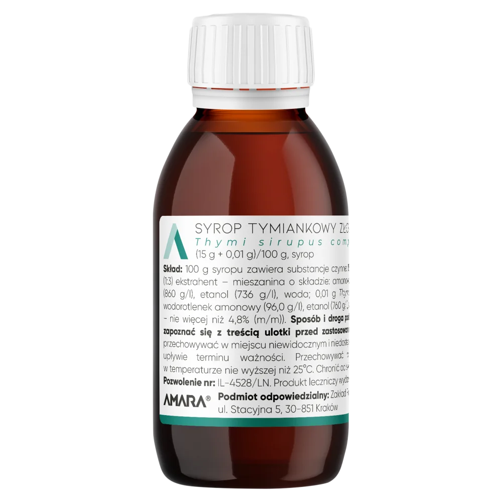 Amara Syrop tymiankowy złożony (15 g + 0,01 g)/100 g syrop, 125 g