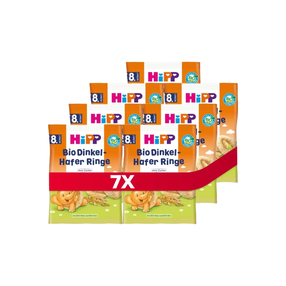 HiPP BIO chrupiące kółeczka orkiszowo-owsiane, 7 x 30 g