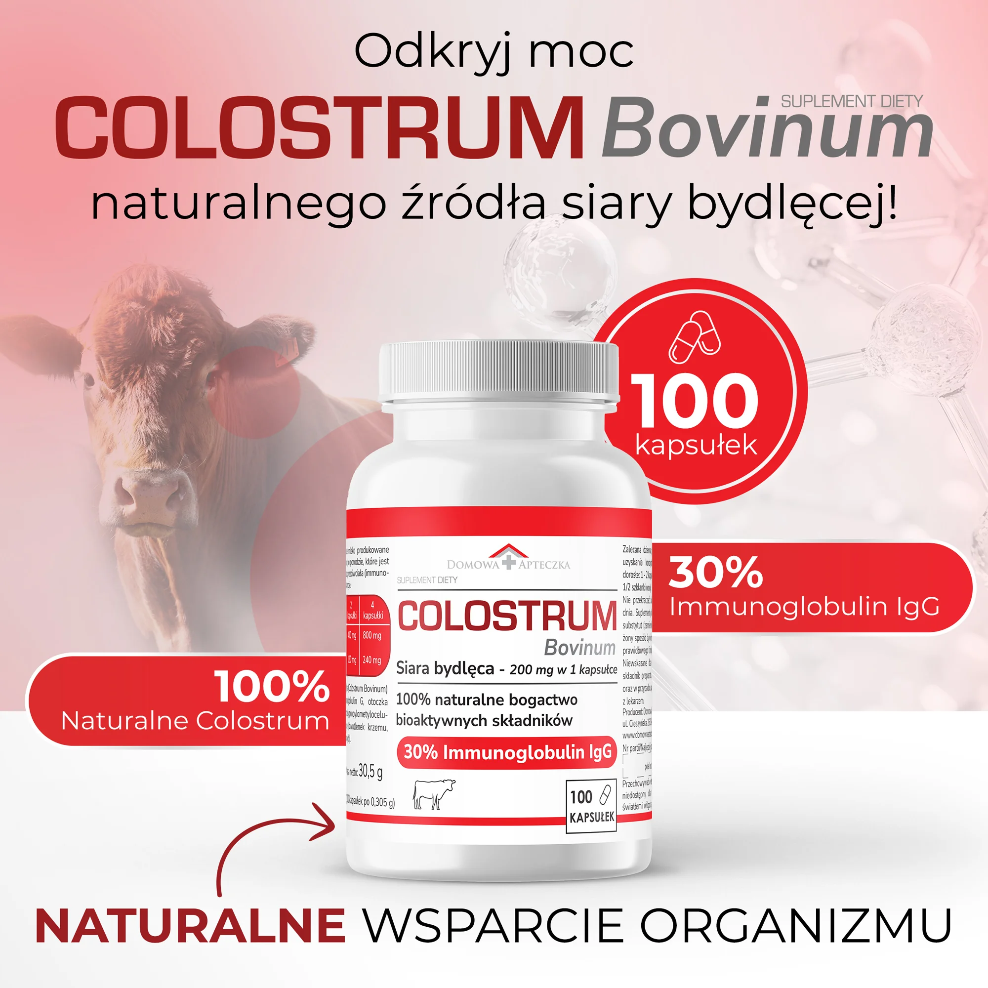 Domowa Apteczka Colostrum Bovinum 100 kapsułek