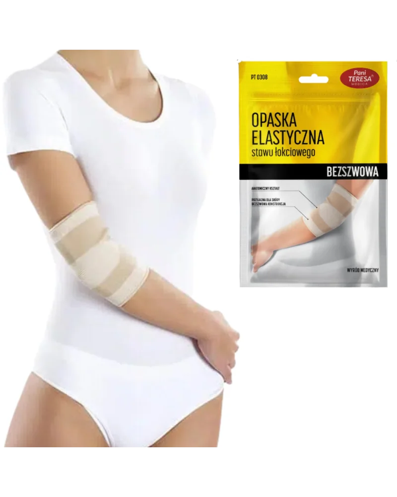 Pani Teresa opaska elastyczna stawu łokciowego bezszwowa, czarna, r. XL, 1 sztuka