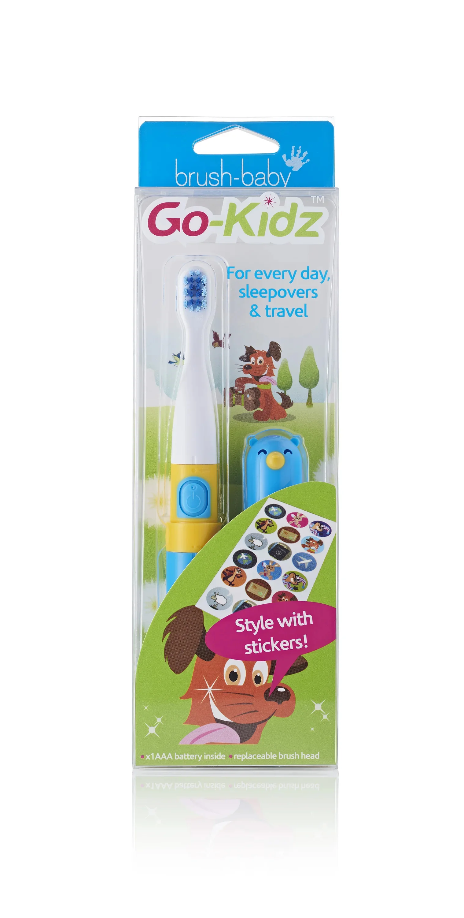 Brush-Baby Go-Kidz podróżna szczoteczka soniczna dla dzieci 3+ lat Blue/Pink, 1 sztuka