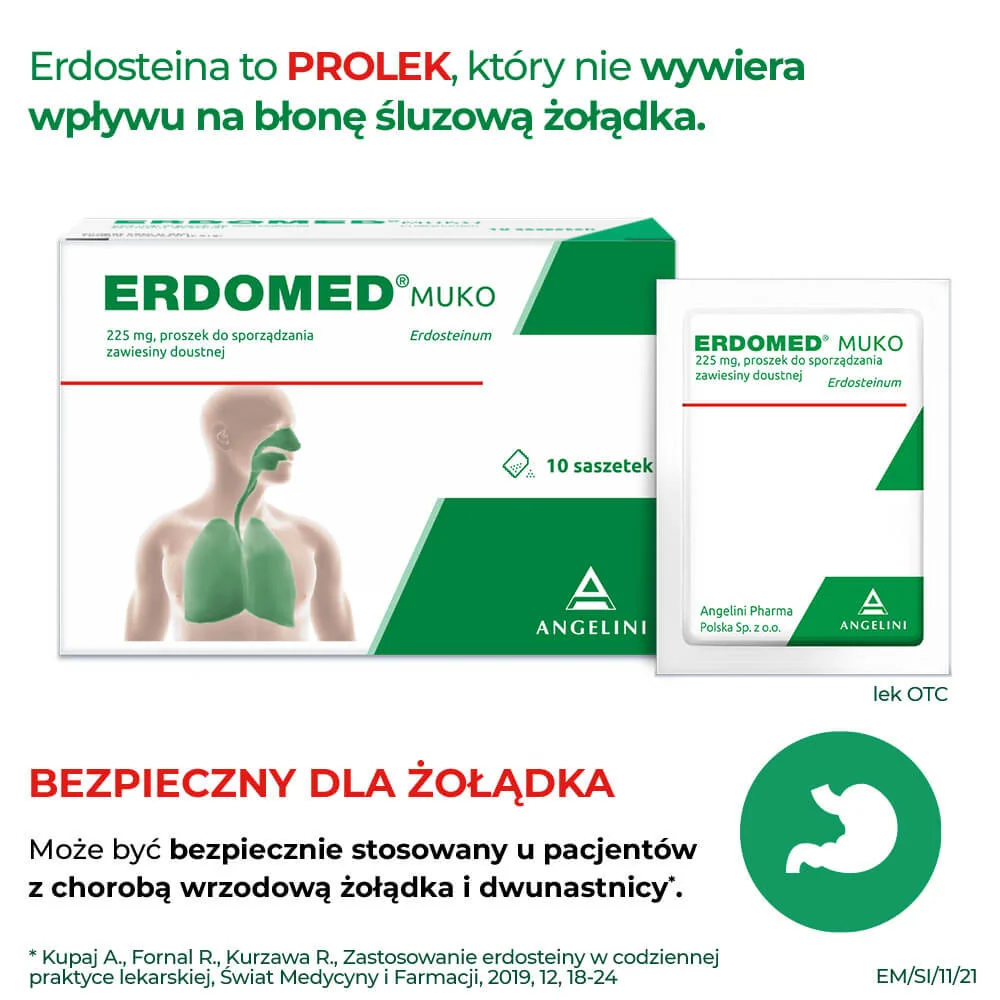 Erdomed Muko 225 mg proszek do sporządzania zawiesiny doustnej, 10 saszetek