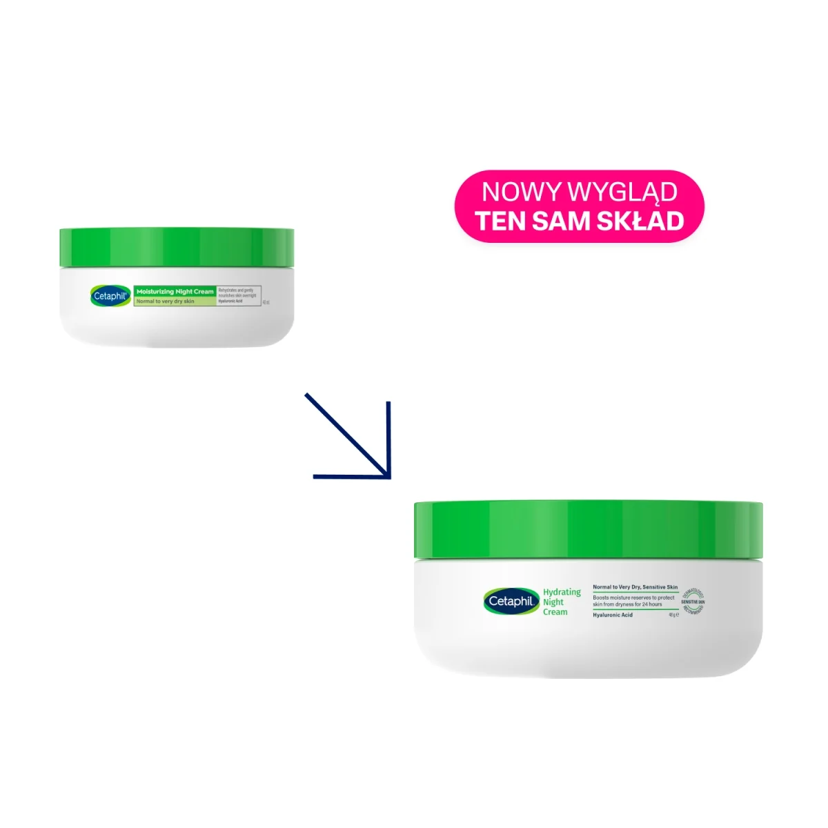 Cetaphil krem nawilżający na noc z kwasem hialuronowym, 48 g
