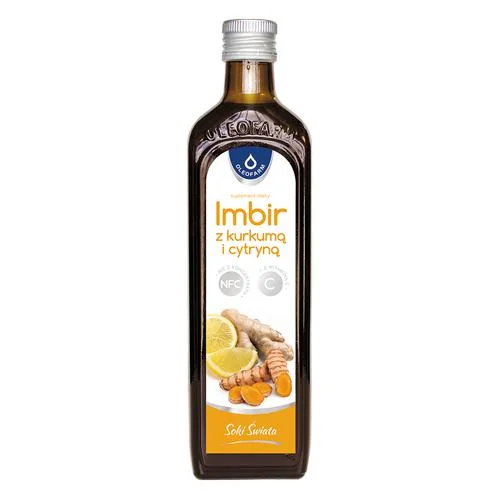 Oleofarm Sok z Kurkumy i Cytryny z Witaminą C suplement diety, 490 ml