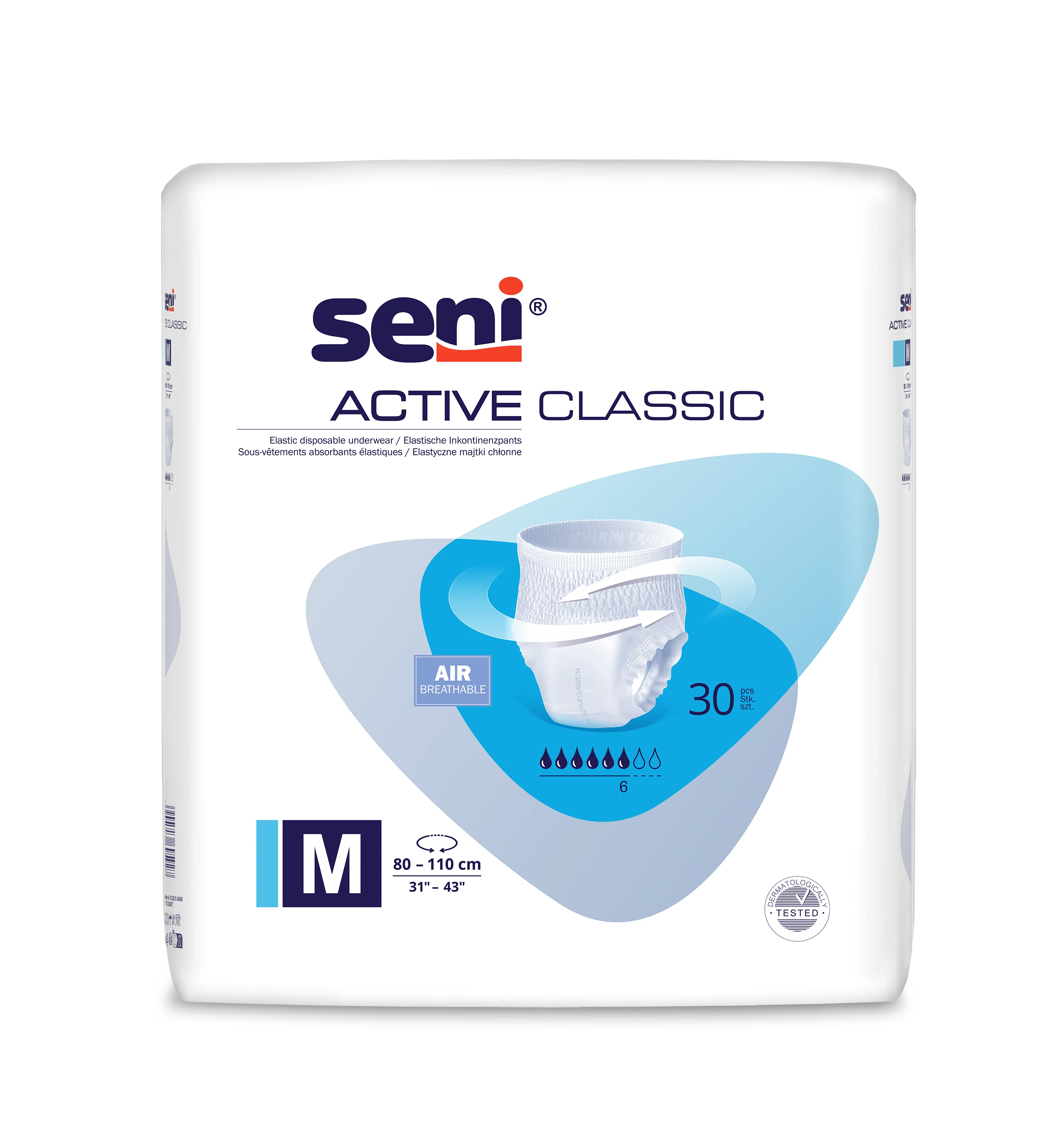 Seni Active Classic elastyczne majtki chłonne, rozmiar M, 30 szt.