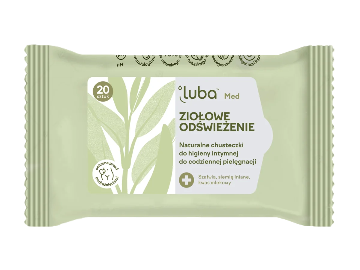 Luba Med Ziołowe Odświeżenie naturalne chusteczki do higieny intymnej, 20 szt.