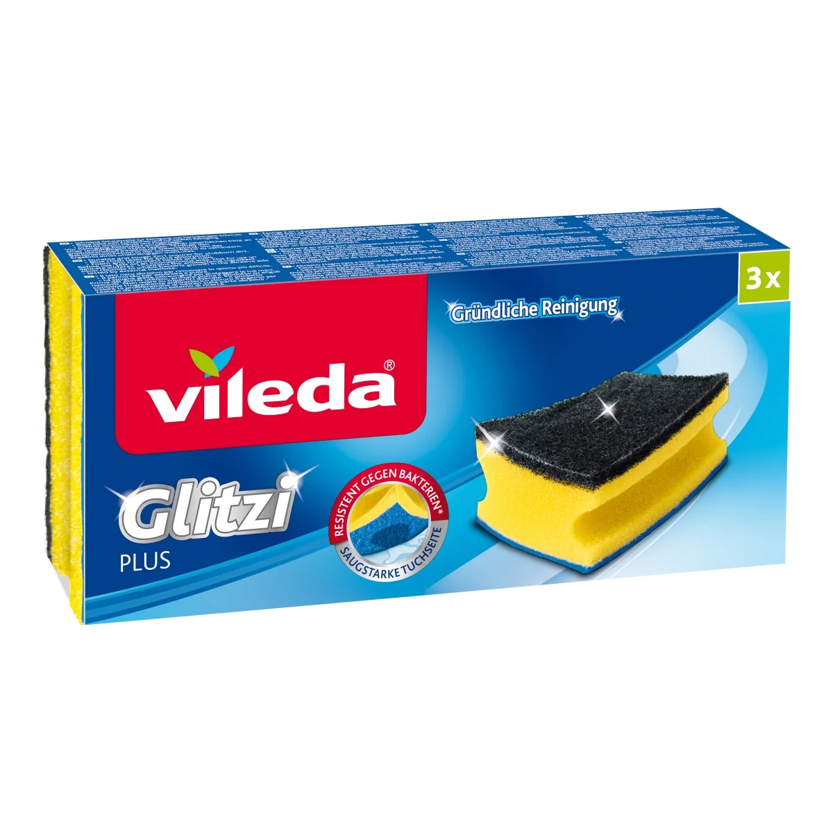 Vileda Glitzi Plus zmywak profilowany, 3 sztuki