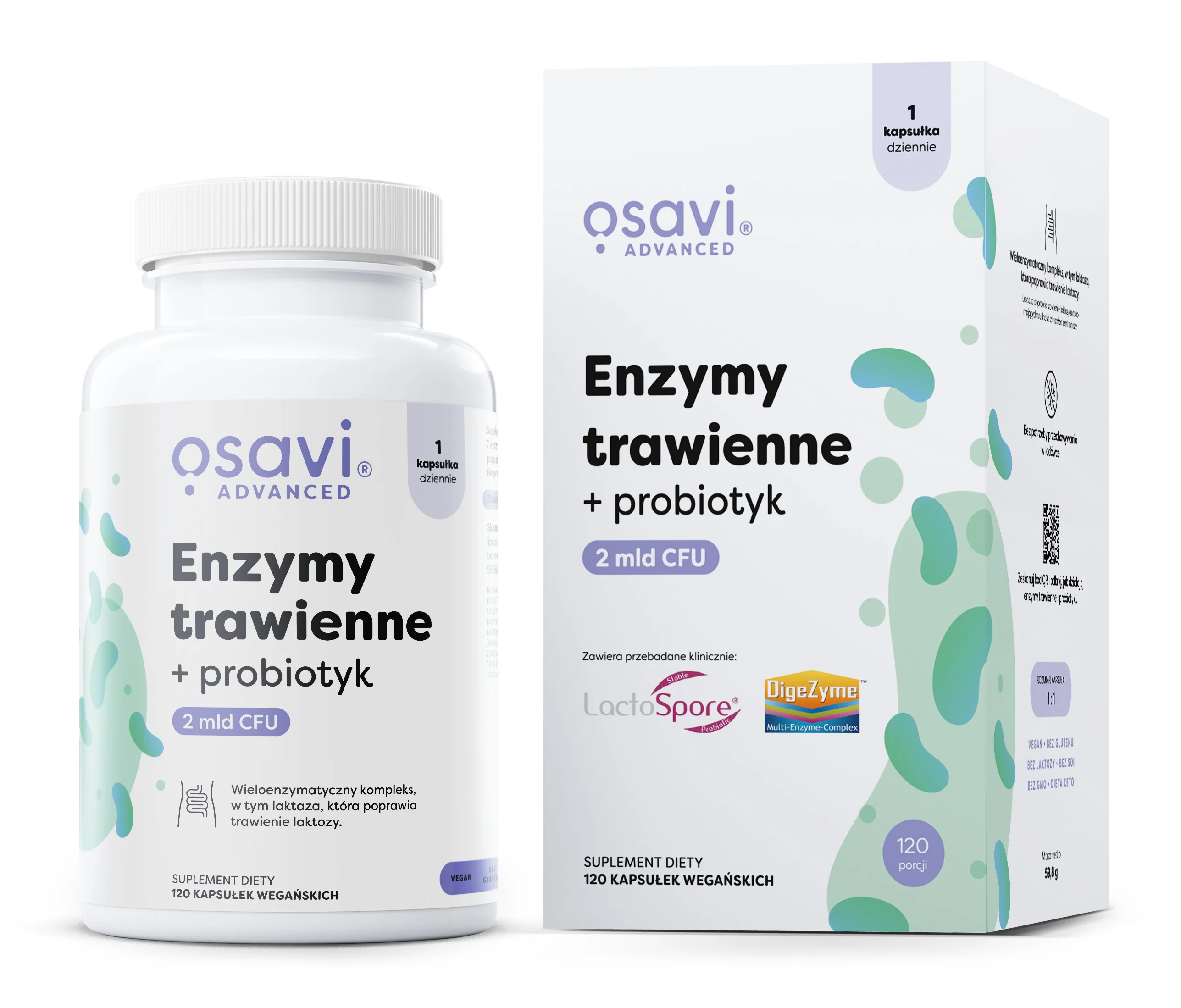 Osavi Enzymy trawienne + probiotyk 120 kapsułek wegańskich