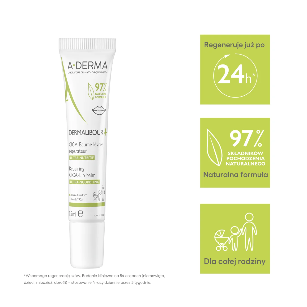 A-Derma Dermalibour+ CICA balsam do ust regenerujący, 15 ml