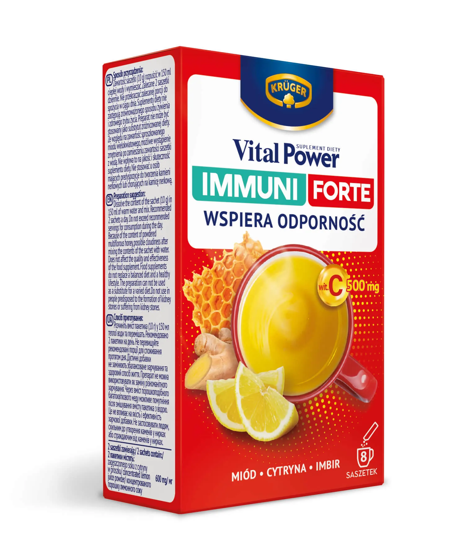 Dallmayr Crema d'Oro Intensa miód cytryna imbir, 8 saszetek