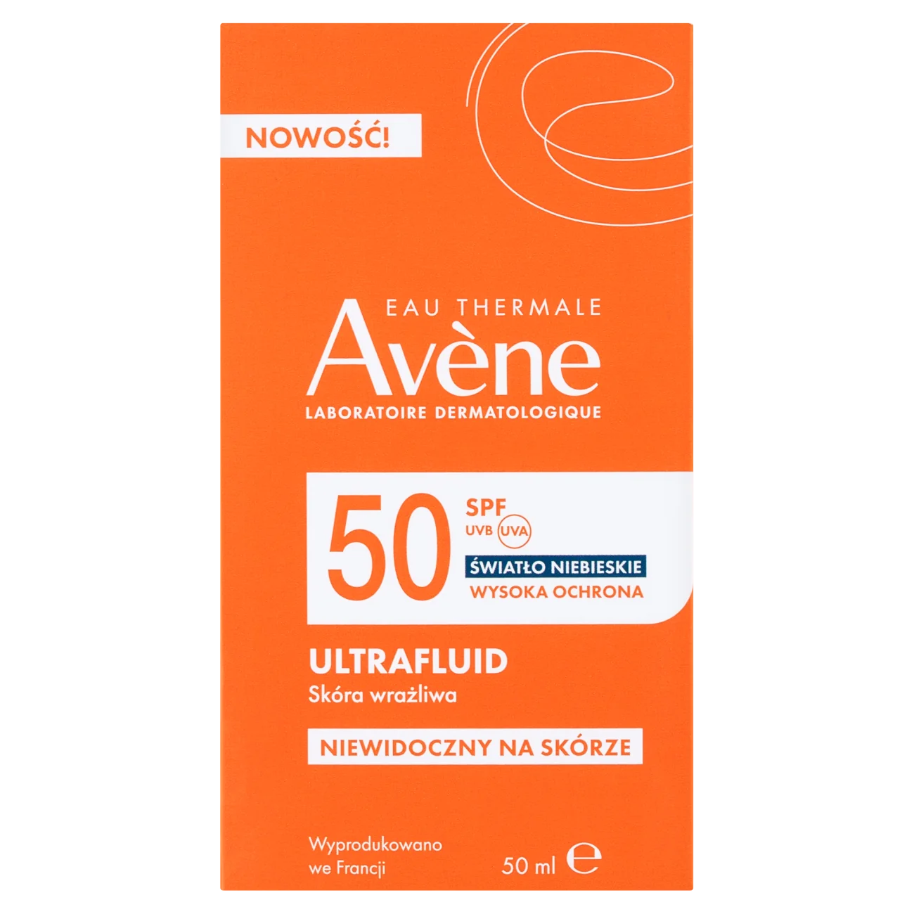 Avène Wysoka ochrona przeciwsłoneczna Ultra Fluid niewidoczny na skórze SPF 50, 50 ml