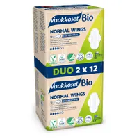 Vuokkoset Bio Normal Wings ekologiczne podpaski ze skrzydełkami w dwupaku, 2x 12 szt.