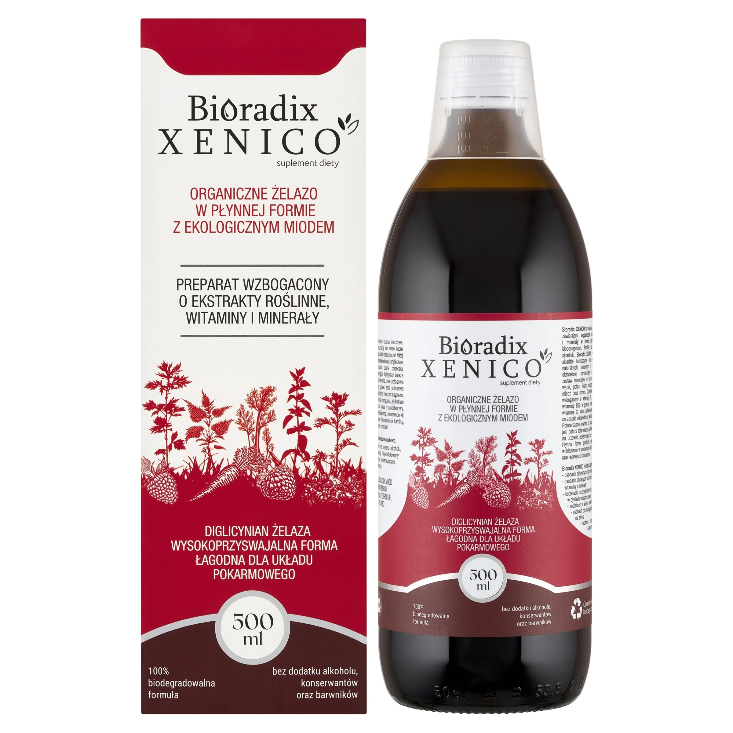Bioradix Xenico® żelazo w płynie z BIO miodem, 500 ml