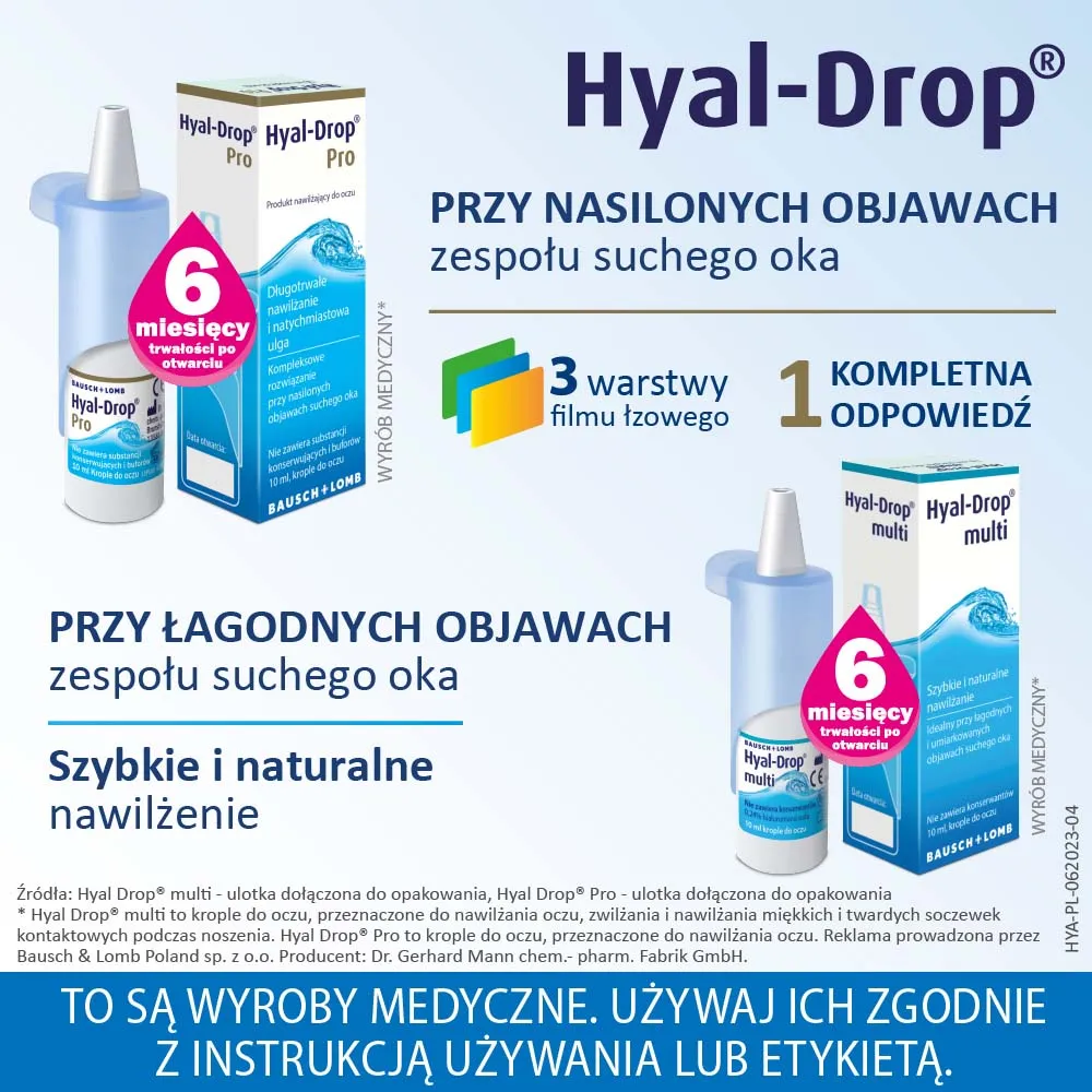 Hyal-Drop Pro, nawilżające krople do oczu, 10 ml 