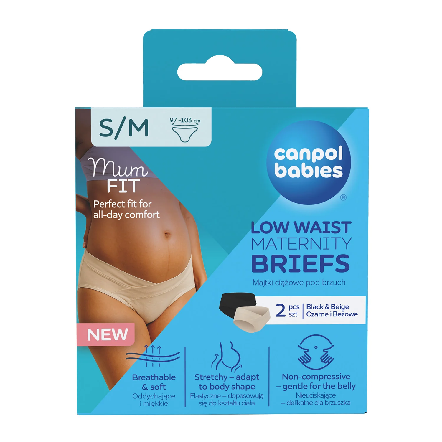 Canpol Babies Mum Fit majtki ciążowe pod brzuch S/M, 2 sztuki