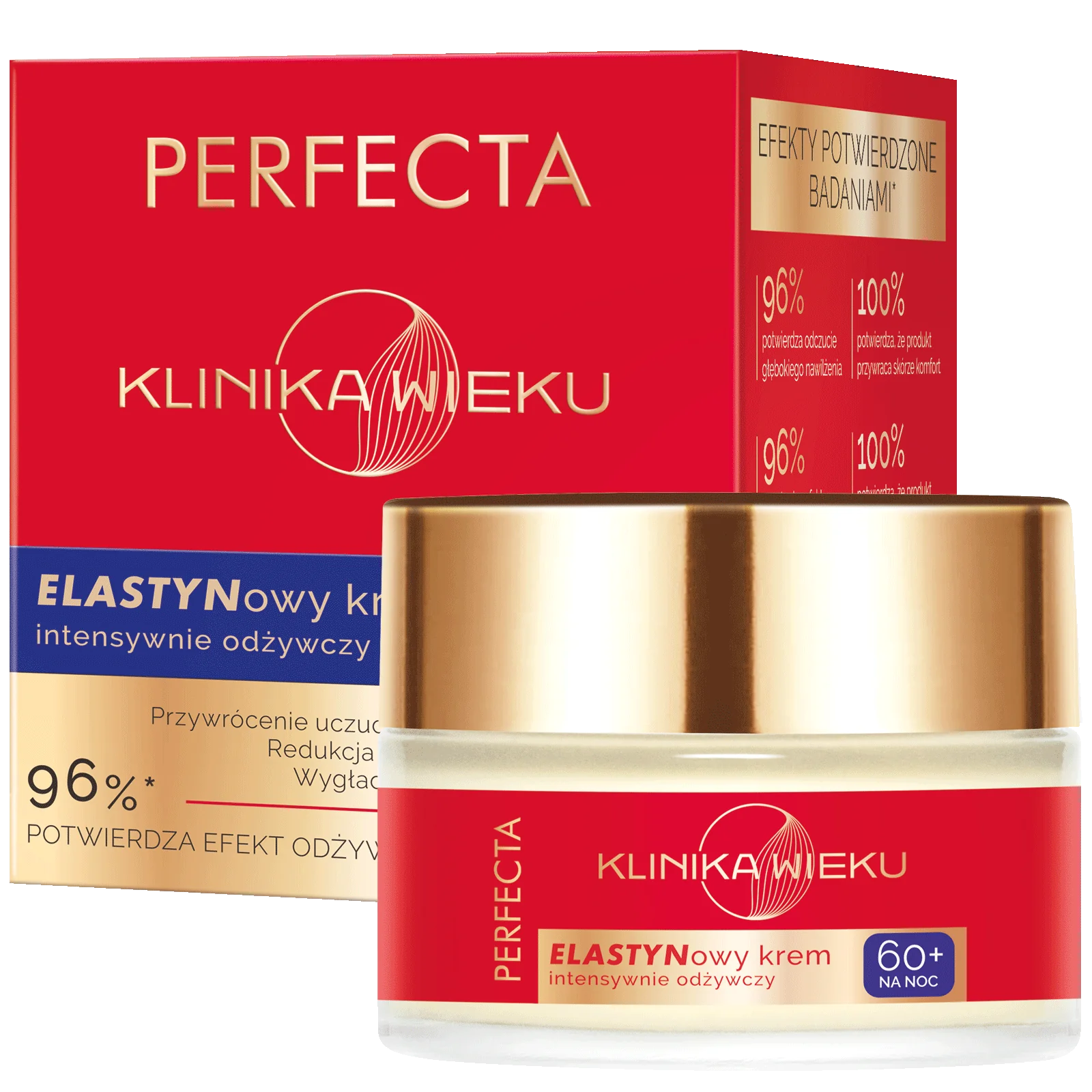 Perfecta Klinika Wieku elastynowy krem intensywnie odżywczy na noc 60+, 50 ml