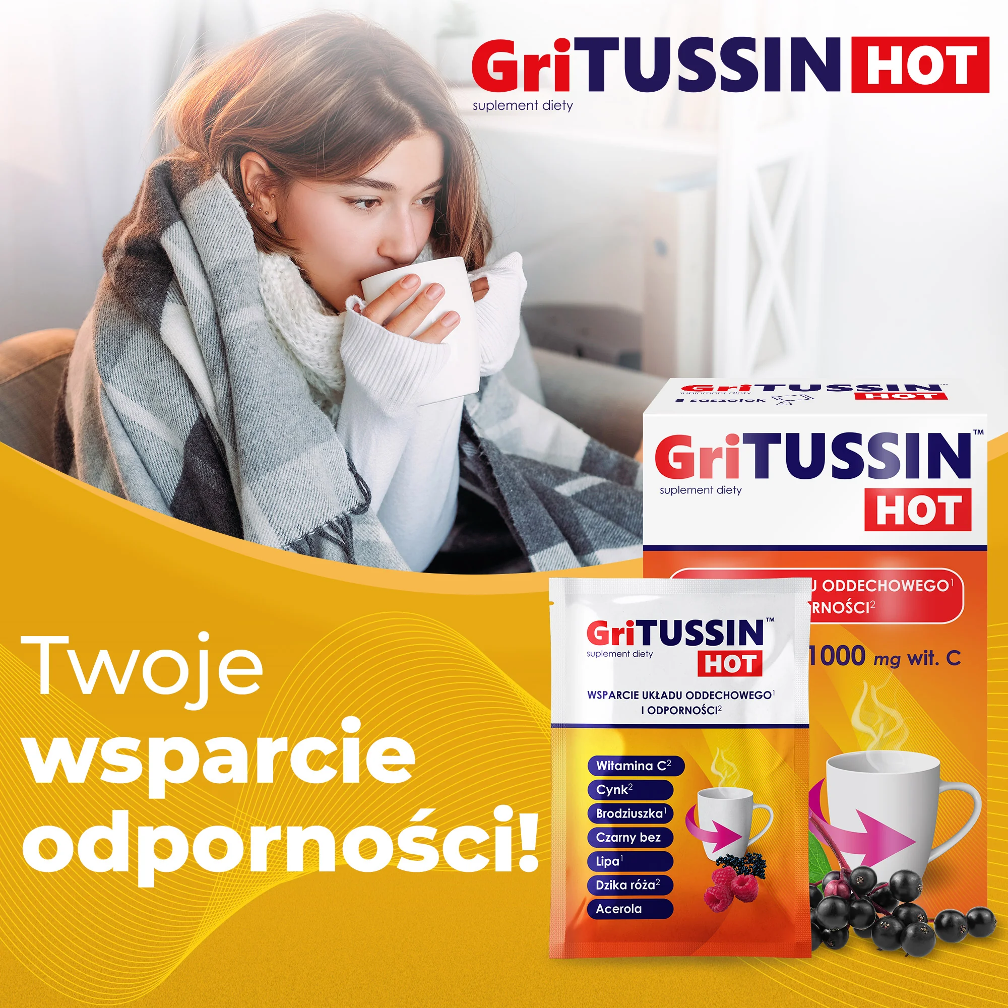 Domowa Apteczka GriTussin Hot 8 saszetek