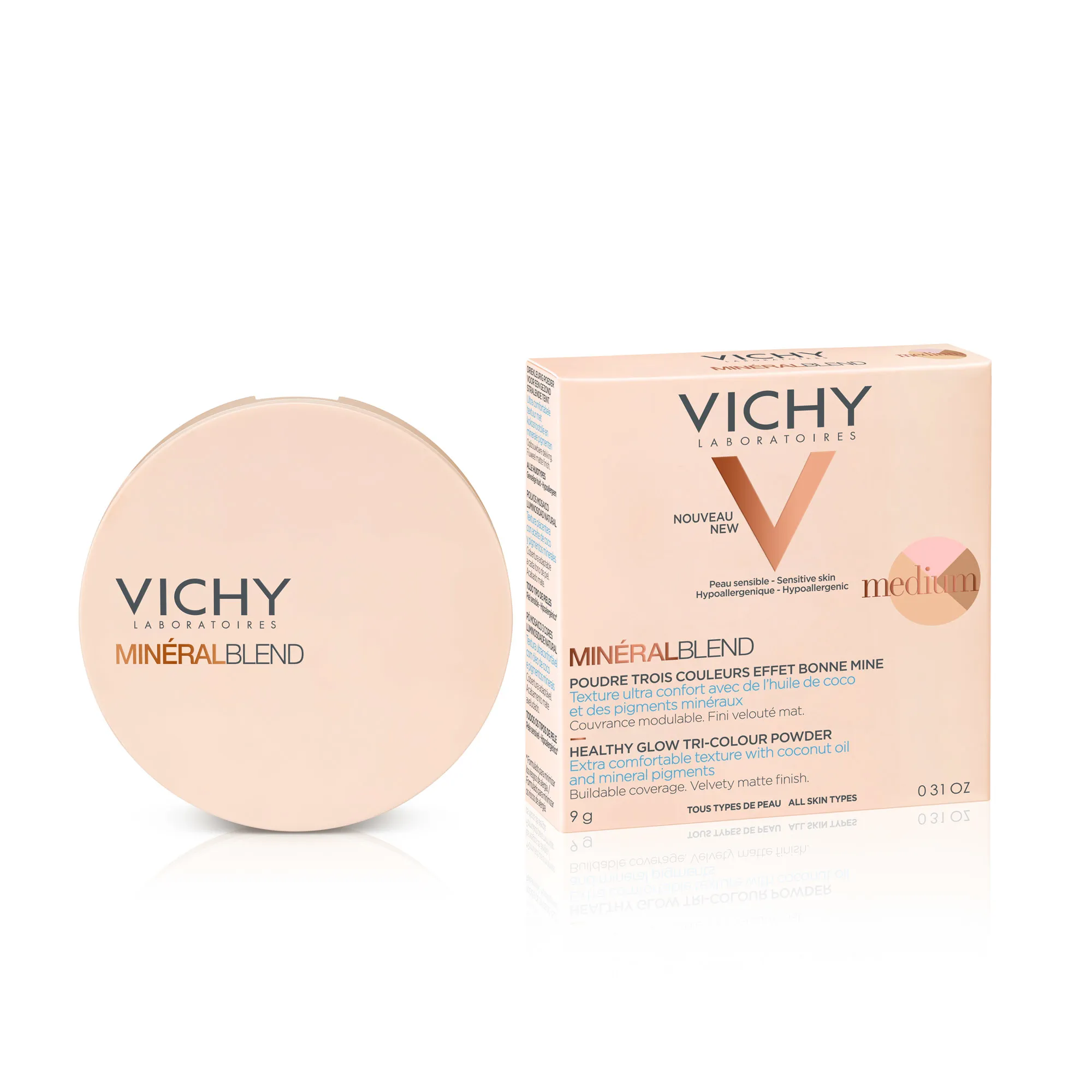 Vichy Mineralblend, puder mozaikowy w kompakcie trójkolorowy, medium, 9 g 
