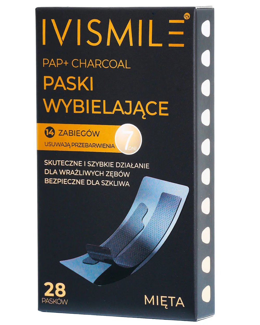 Ivismile Mint Black miętowe paski wybielające 28 sztuk, 35 g